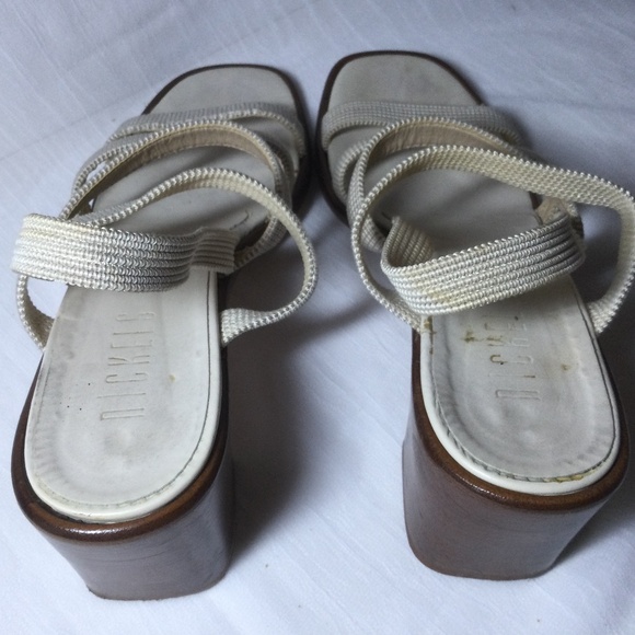 Vintage Nickels Block Heel Taupe Strap Slingback Sandals Made in Italy 9M - Picture 6 of 8